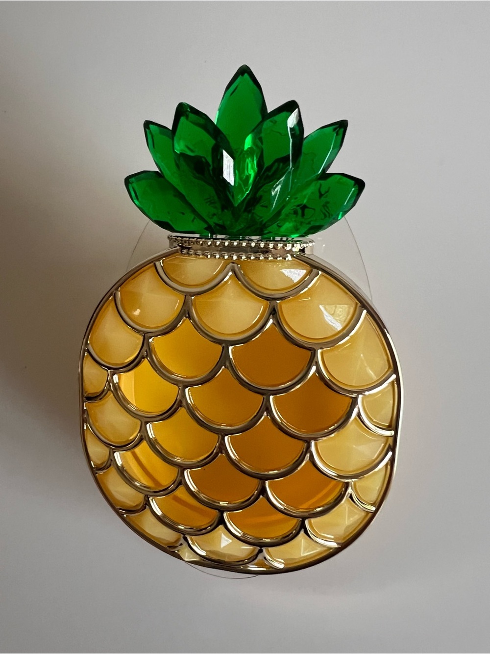Bath Body Works Gold Green Pineapple Car Fragrance Scentportable Visor Clip NWT